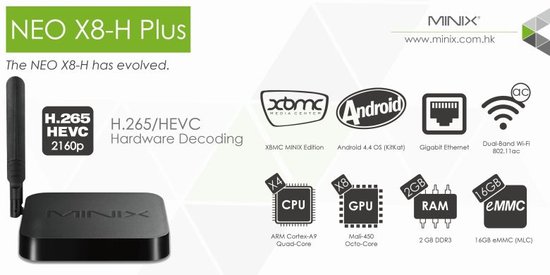 Top 10 Top 10 Home cinema: MINIX NEO-X8-H PLUS - Android 4.4 Quad Core TV-Box 16GB/2GB