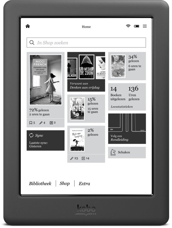 Top 10 Top 10 E-readers: Kobo Glo HD - Zwart - e-reader
